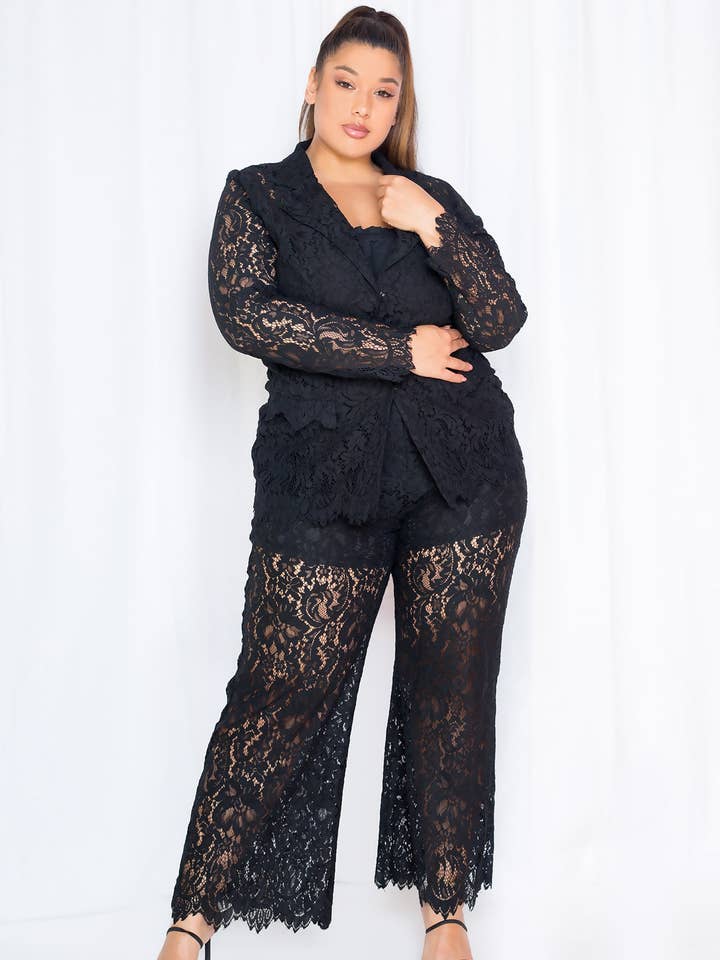 LACE TAILORED JACKET&PANTS SET for wholesale by J2 FASHION