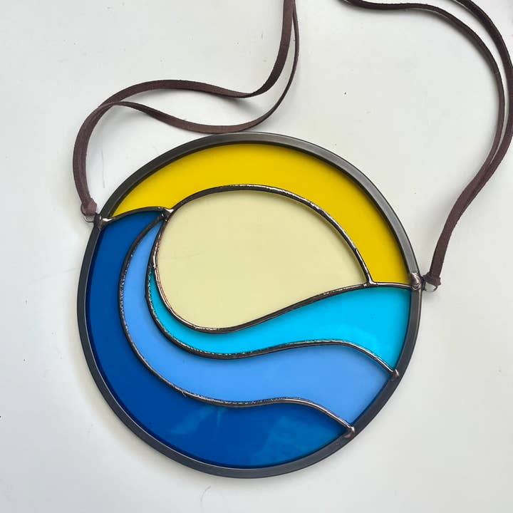 Vague de coucher de soleil en vitrail pour la vente par Colin Adrian Glass