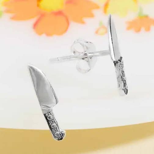 Brincos de Poste com Faca de Cozinha em Prata Esterlina por atacado de Duke & Fox
