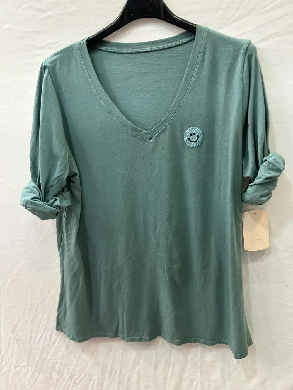 Mimi & Gogo - Vendita all'ingrosso Maglietta - Donna - T-shirt con smiley di paillettes, taglia unica 36-427