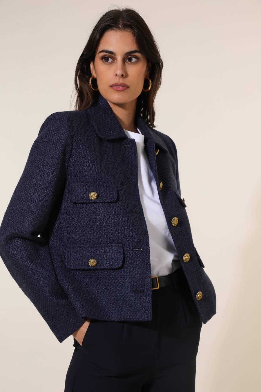 Attentif Paris - Wholesale Jacket - Women's - Straight cut plain tweed jacket15