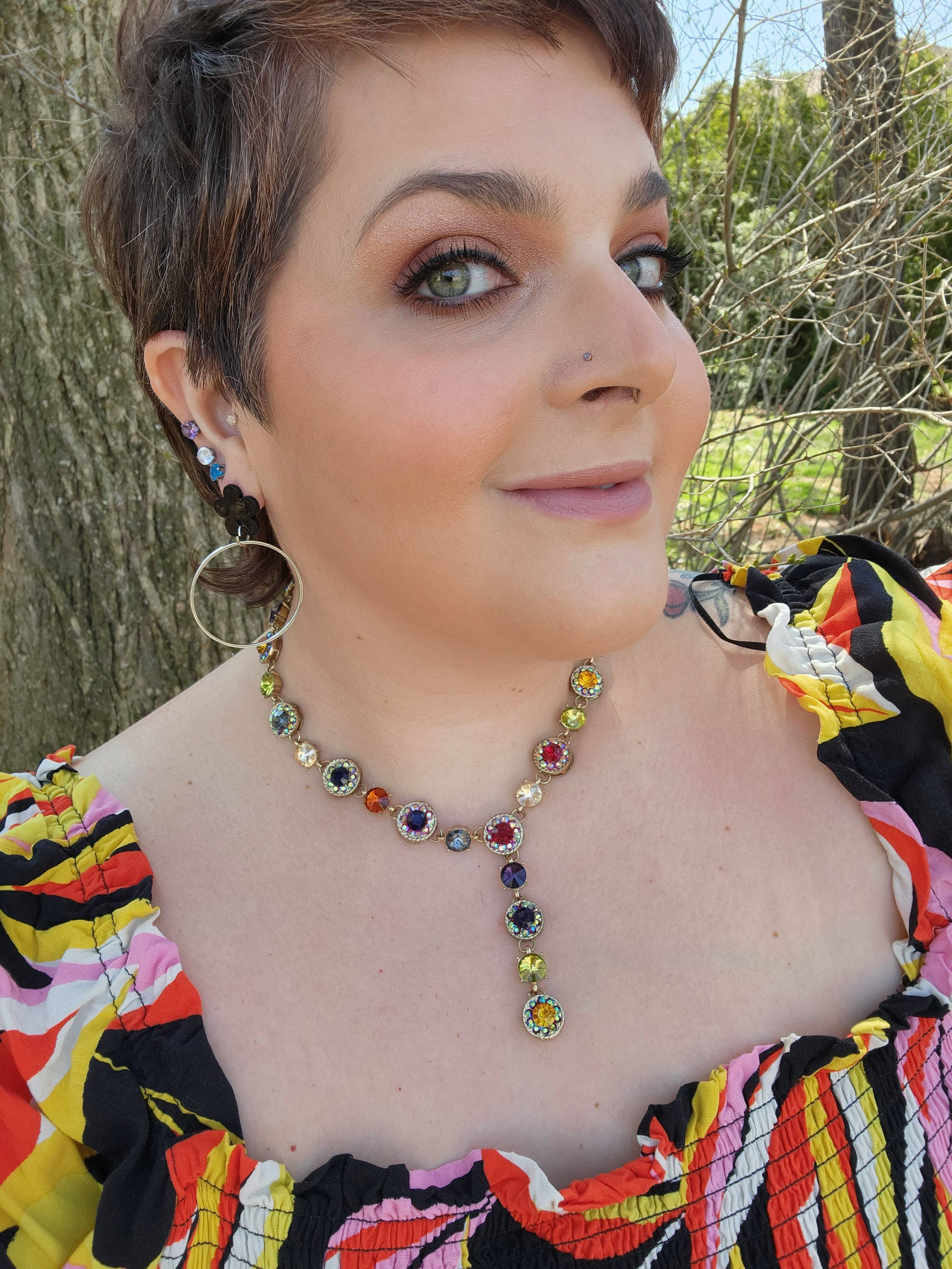 Baubles by B - Wholesale Dangle Earrings - Black Blossom Flower Silver Hoop Earrings8