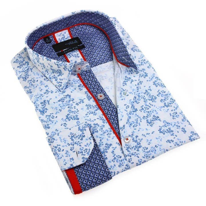 Floral Formal Shirt With Trim #M-1780 for wholesale by EIGHT X