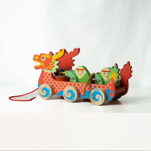 Bitty Bao - Wholesale Wood Toy - Kids - Bitty Bao Wooden Dragon Boat Pull Along Toy1