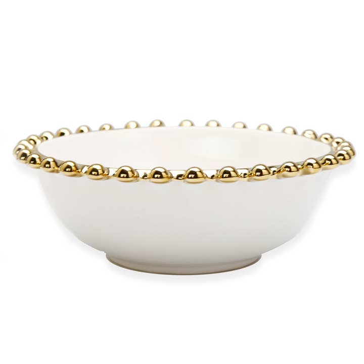 CLASSIC TOUCH DECOR INC. - Wholesale Dinnerware Set - 5 Piece White Dinner Set Gold Beaded Border