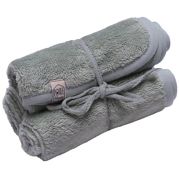 3er-Set Gesichtshandtücher aus Bambusfrottee - Salbei für den Großhandel von Poule House