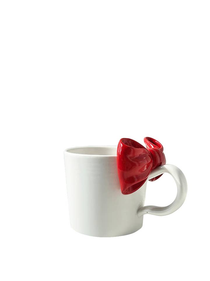 "Papillon" Handmade Ceramic Mug With 3D Bowtie - Red for wholesale by TUTU Home - Tableware & Decor