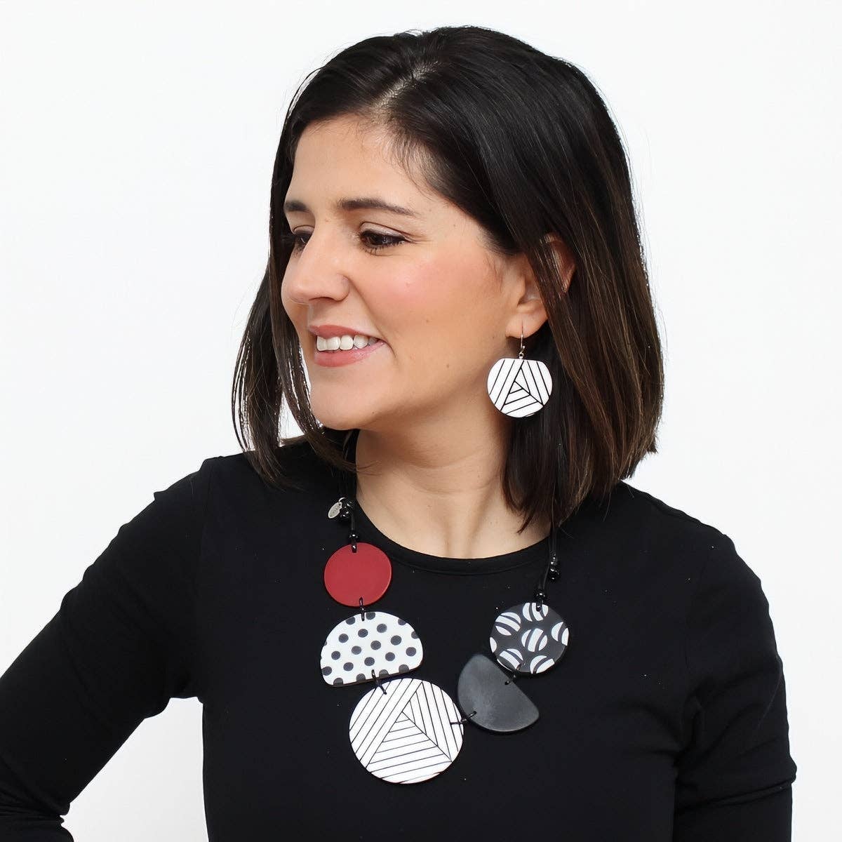 Sylca Designs - Wholesale Bib Necklace - Black White and Red Palma Necklace1