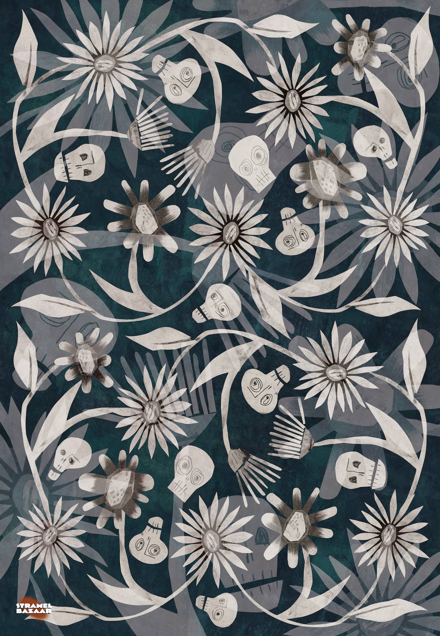 Renée Stramel - Wholesale Flat Wrap - Crania Flora Double-sided Wrapping Paper Sheets1