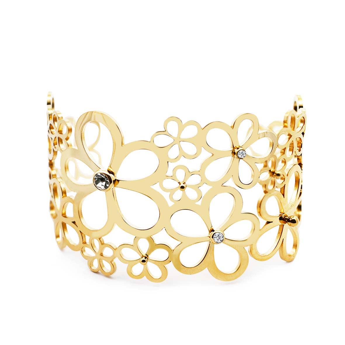 AMORINO SRL – wholesale Cuff bracelet – WIDE ADJUSTABLE FLOWER SEMIRIGID BRACELET - WF24116A1071