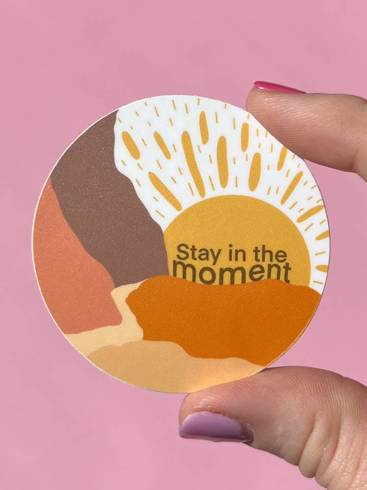 Sticker „Bleib im Moment“ für den Großhandel von Uplifter Sticker