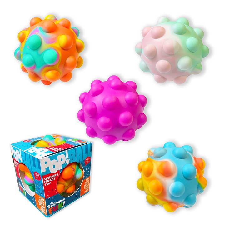 Novelty Closeout - Wholesale Fidget Toy - Kids - So Much Fun! Fidget Pop Ball Assortment- 12/Pack1
