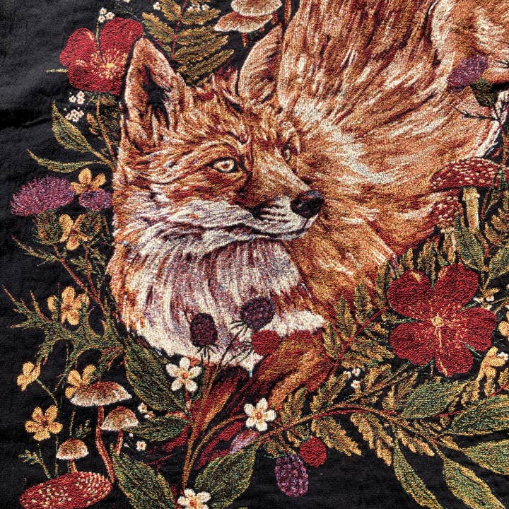 Cailee Corbett - Vendita all'ingrosso Plaid - Copriletto in tessuto Fox Forest, tappezzeria botanica, coperta da picnic2