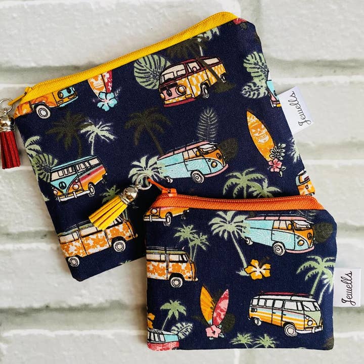 Jewells - Wholesale Pouch - Women's - Campervan Camper Surf Fabric Purse Pouch 3 colours