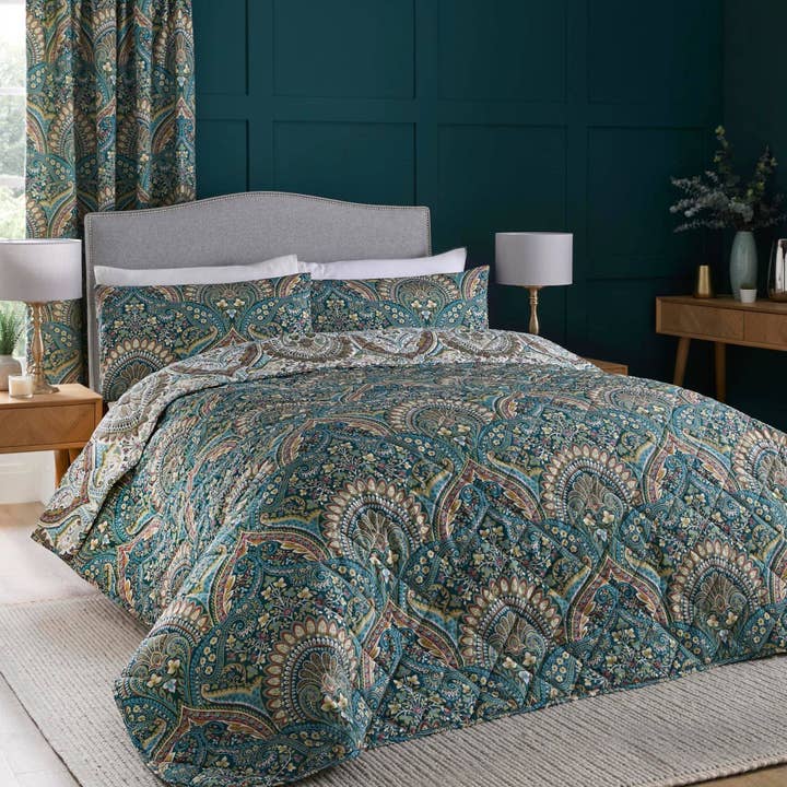 Palais Bedspread by D & D in Teal for wholesale by UW Home