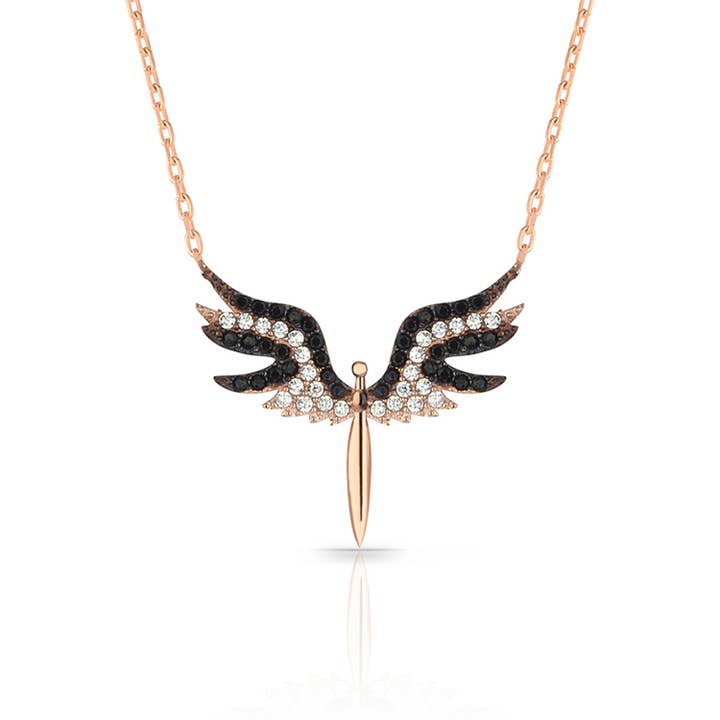 Zircon Stone Angel 925 Sterling Silver Jewelry Pendant Necklace for wholesale by Azuris Silver