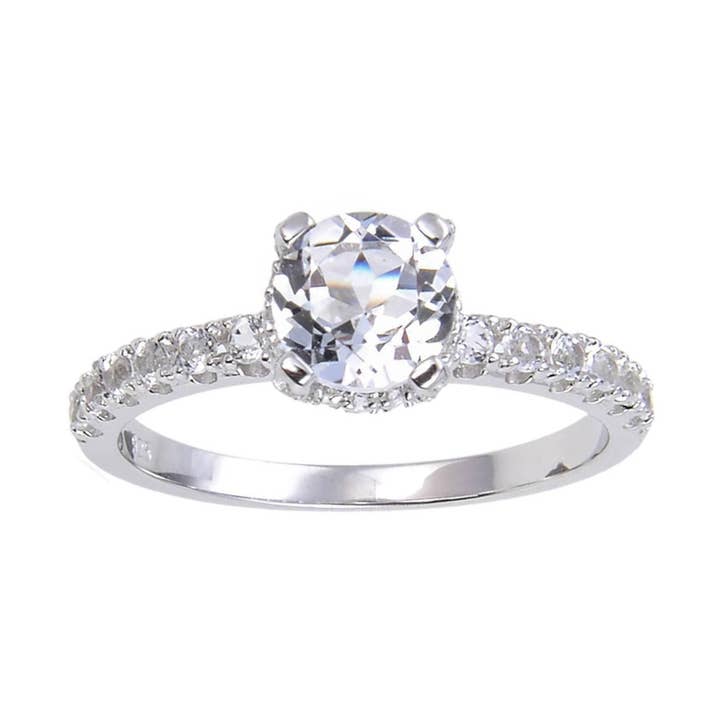 925 Sterling Silver Natural White Topaz Engagement Ring for wholesale by FCJ Jewelry LLC