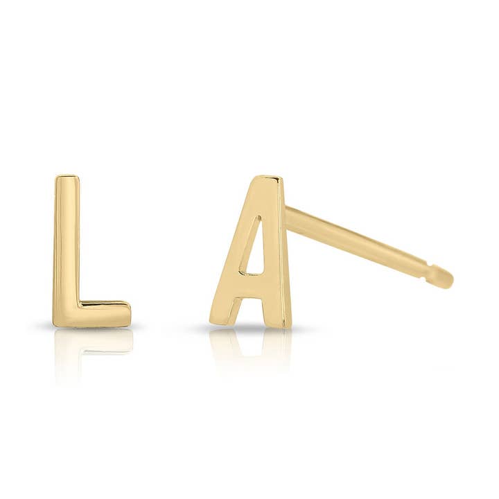 Tiny Initial Studs 14k for wholesale by Suzan DES