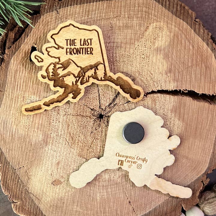 The Last Frontier of Alaska Magnet for wholesale by Chamness' Crafty Corner