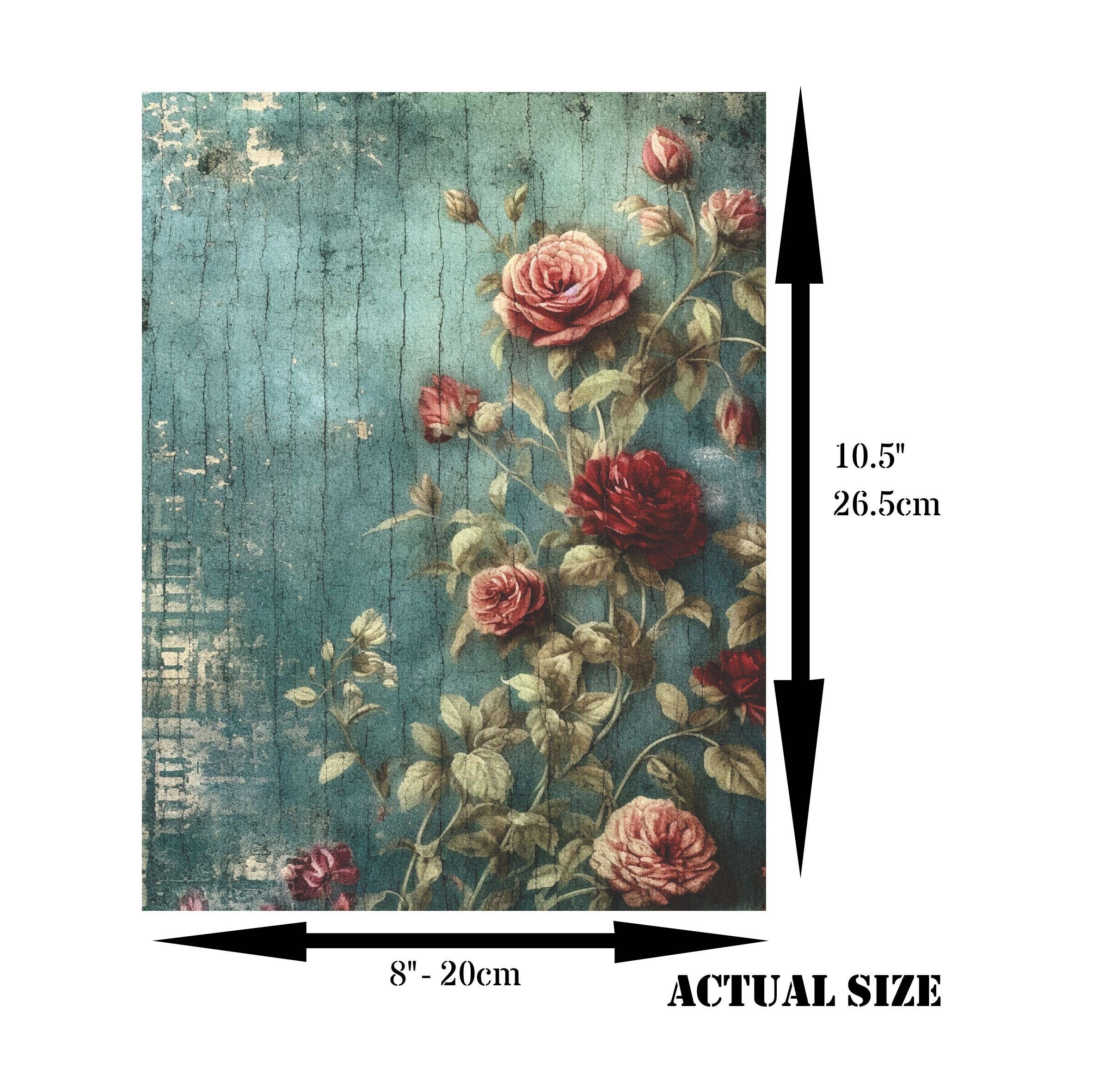 Craft Kreatively – Großhandel Bastelzubehör – Vintage Blumen Decoupage Reispapier - A4 - 6 Stk - für Bastelarbeiten5