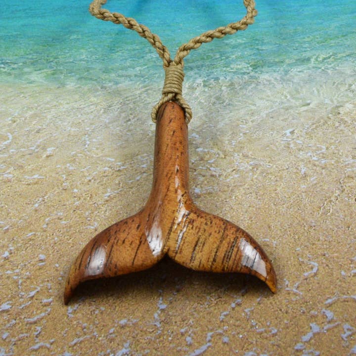 Hawaiian Genuine Koa Wood Whale Tail Necklace, Hand Carved Koa Wood Whale Tail Necklace, Christmas Present, Anniversary Mom Birthday Gift for wholesale by Paradise Treasures Jewelry