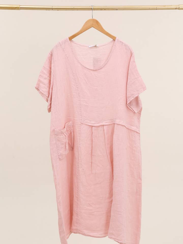 Lea & Luc - Grandes Tailles - Wholesale Dress - Women's - Plus size linen dress round neckline REF. 519910