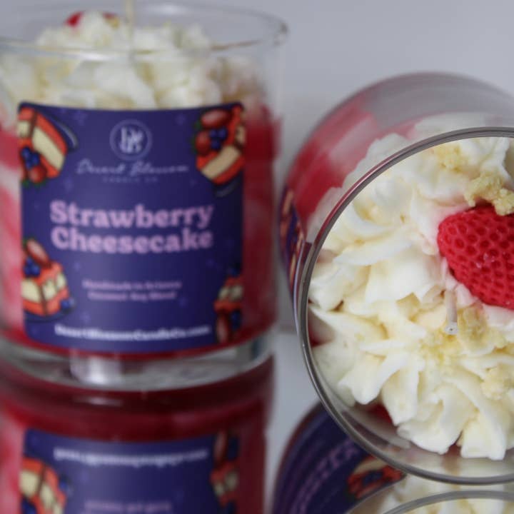 Desert Blossom Candle Company - Wholesale Novelty Candle - Strawberry Cheesecake Scented Dessert Whipped Candle
