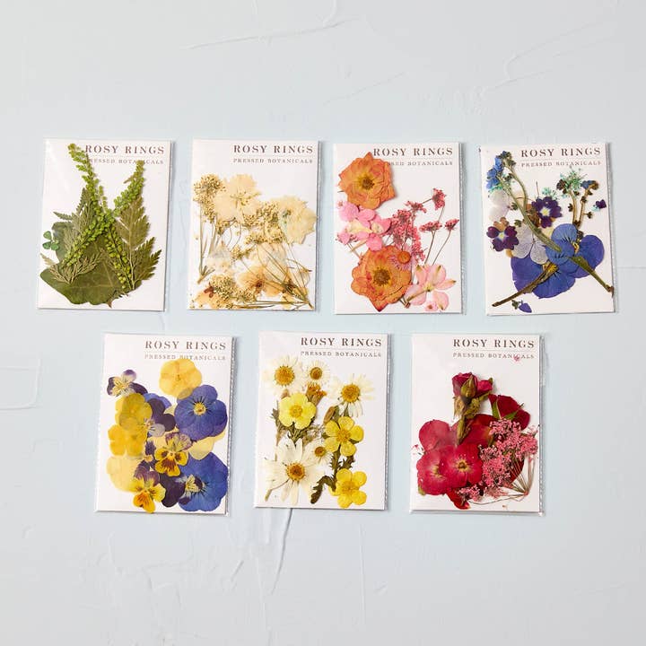 Rosy Rings - Wholesale Dried/Pressed Flowers - Spring Meadow Mix Small Pressed Floral Packet
