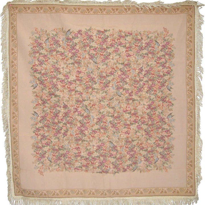 DaDa Bedding Wildflower Wonderland Floral Golden Beige Tan Square Dining Table Cloth (3100) for wholesale by DaDalogy Bedding