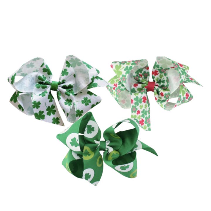 Shamrock Print Bow for wholesale by Bows Arts