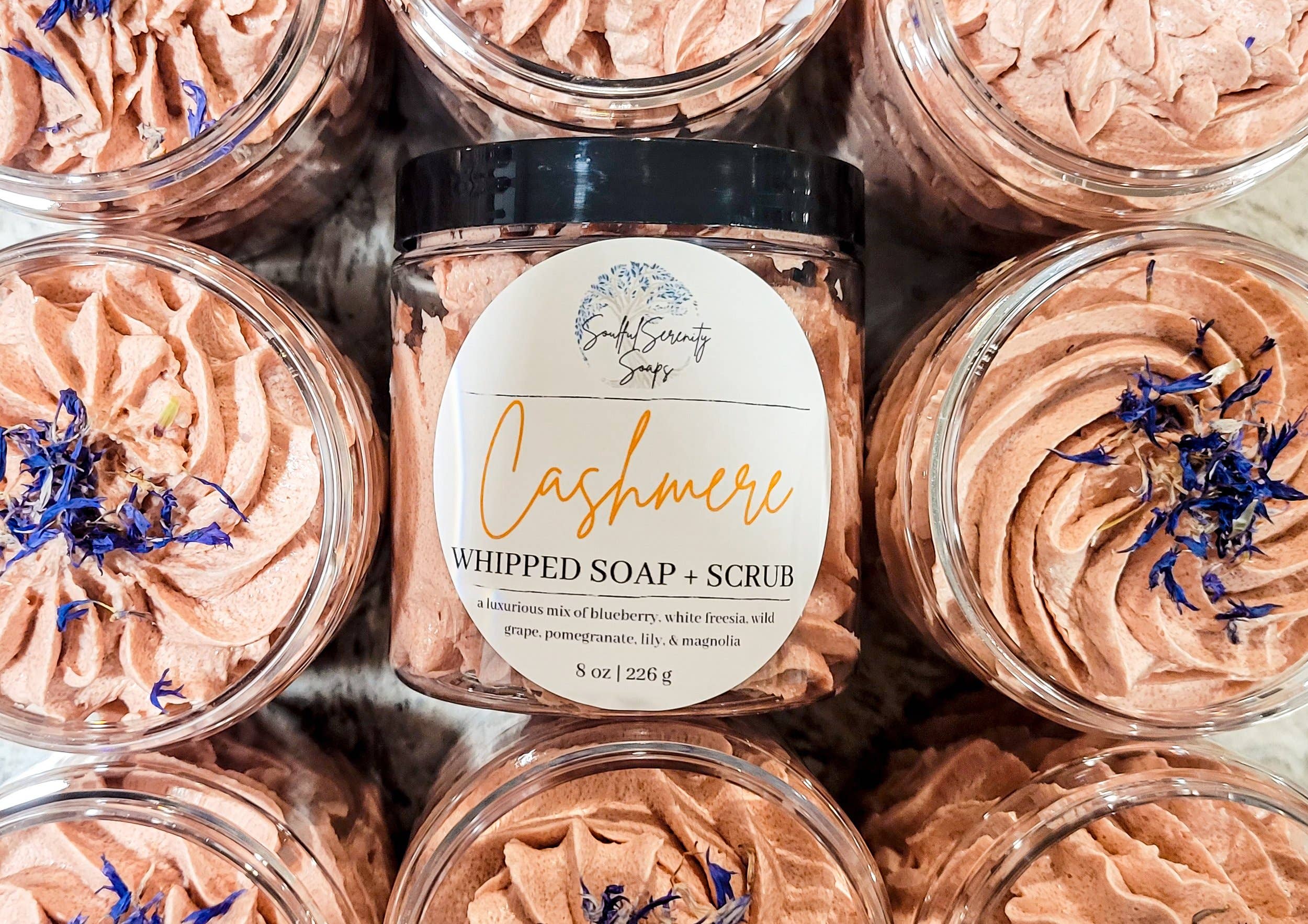 Soulful Serenity Soaps - Wholesale Whipped Soap - Cashmere Whipped Soap + Scrub2