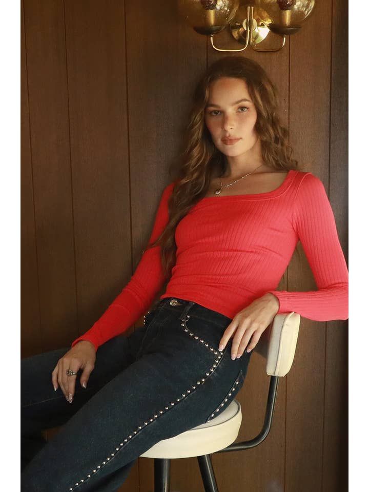 NIKIBIKI - Wholesale Knit Top - Women's - NS8426 - Wide Ribbed Square LS Top11