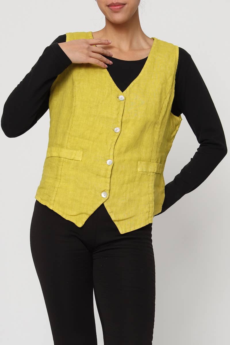 LÉA & LUC - Wholesale Button Down Shirt - Women's - Sleeveless shirt in 100% Linen REF. 514641