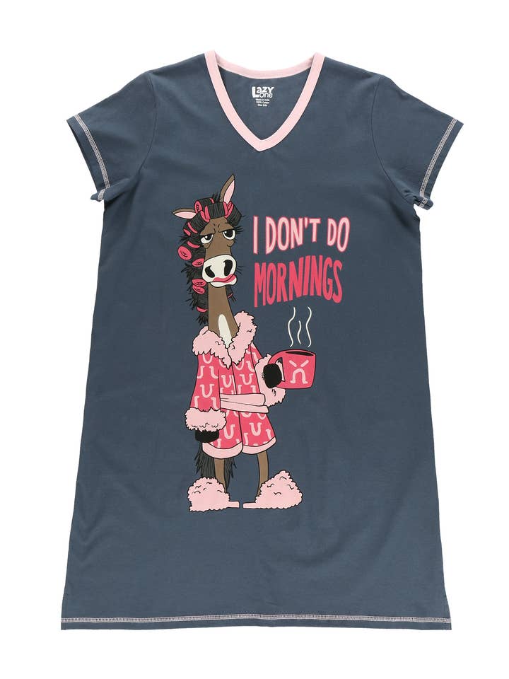 Lazy One - Vente Chemise de nuit – femme - Chemise de nuit à col en V DDM Horse0