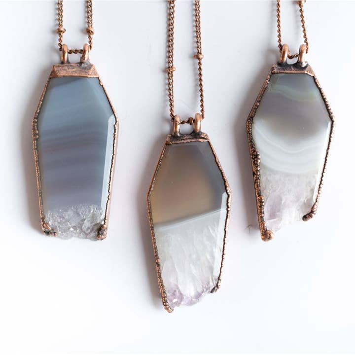 Amethyst Druzy Necklace | Amethyst Coffin Necklace for wholesale by HAWKHOUSE