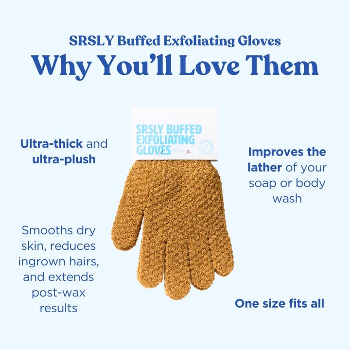 Buff Experts - 🇨🇦 - Vente Gants/moufle pour gommage - Gants exfoliants polis SRSLY - Traitent la peau sèche4