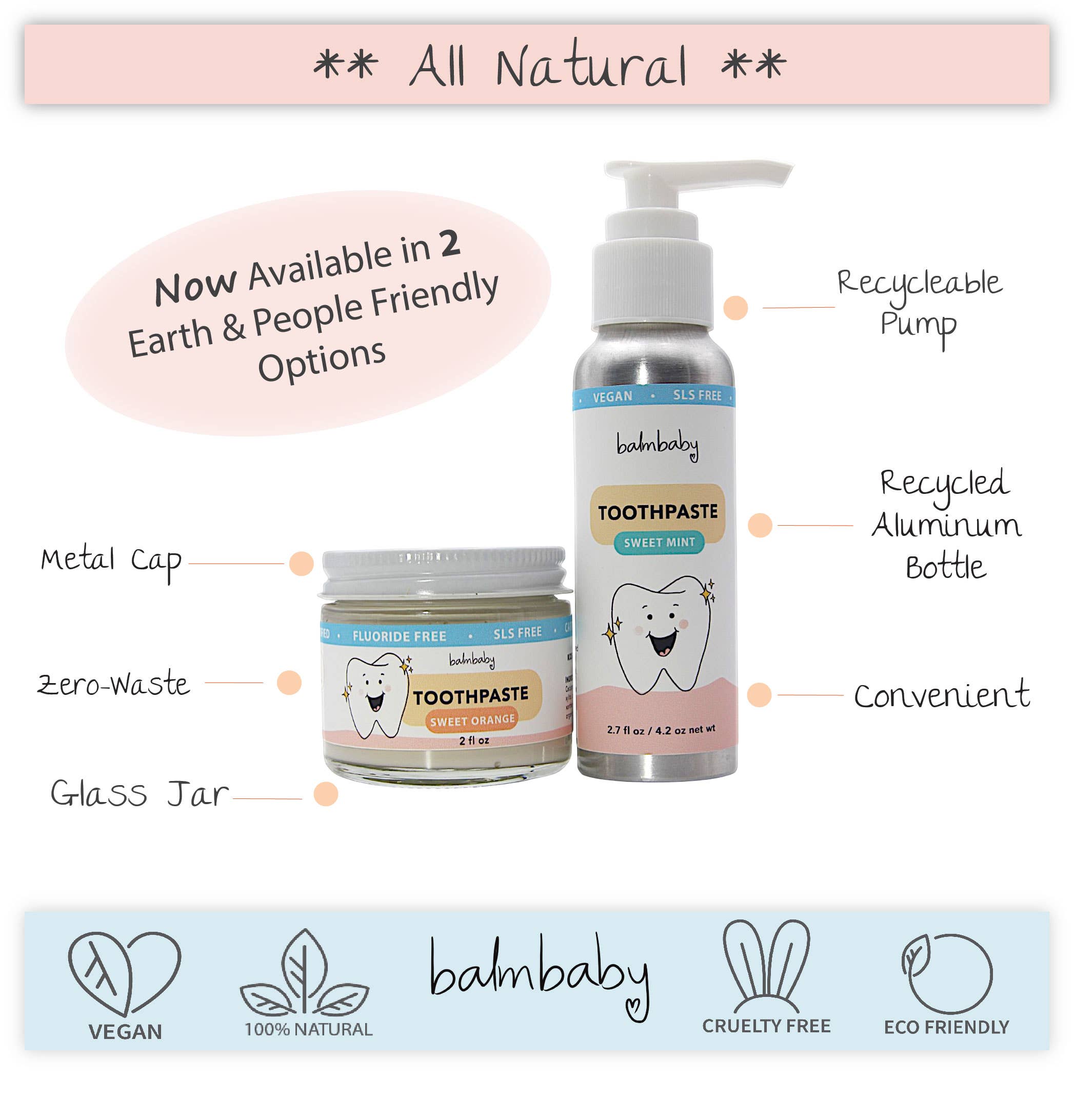 Taylor's Naturals - Wholesale Toothpaste - Balm Baby - All Natural Kids Toothpaste - Glass Jar3