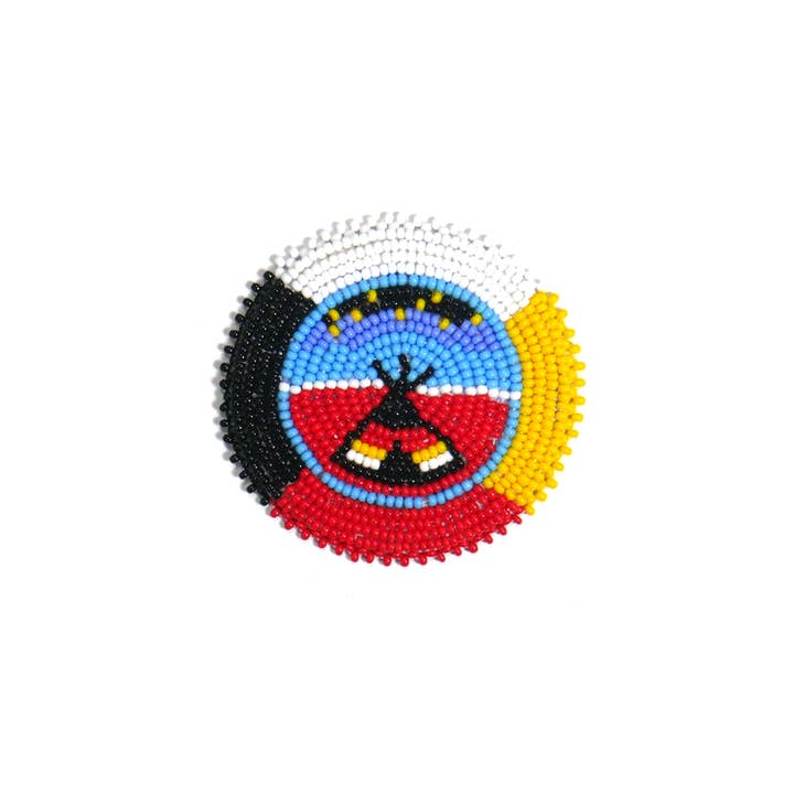 2.5 inch seed bead Rosette beaded patch, medallion applique for wholesale by KANGURAH