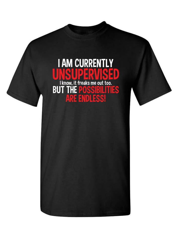 Feelin Good Tees - Wholesale Screen Printed T-Shirt - Unisex - I Am Currently Unsupervised I know,