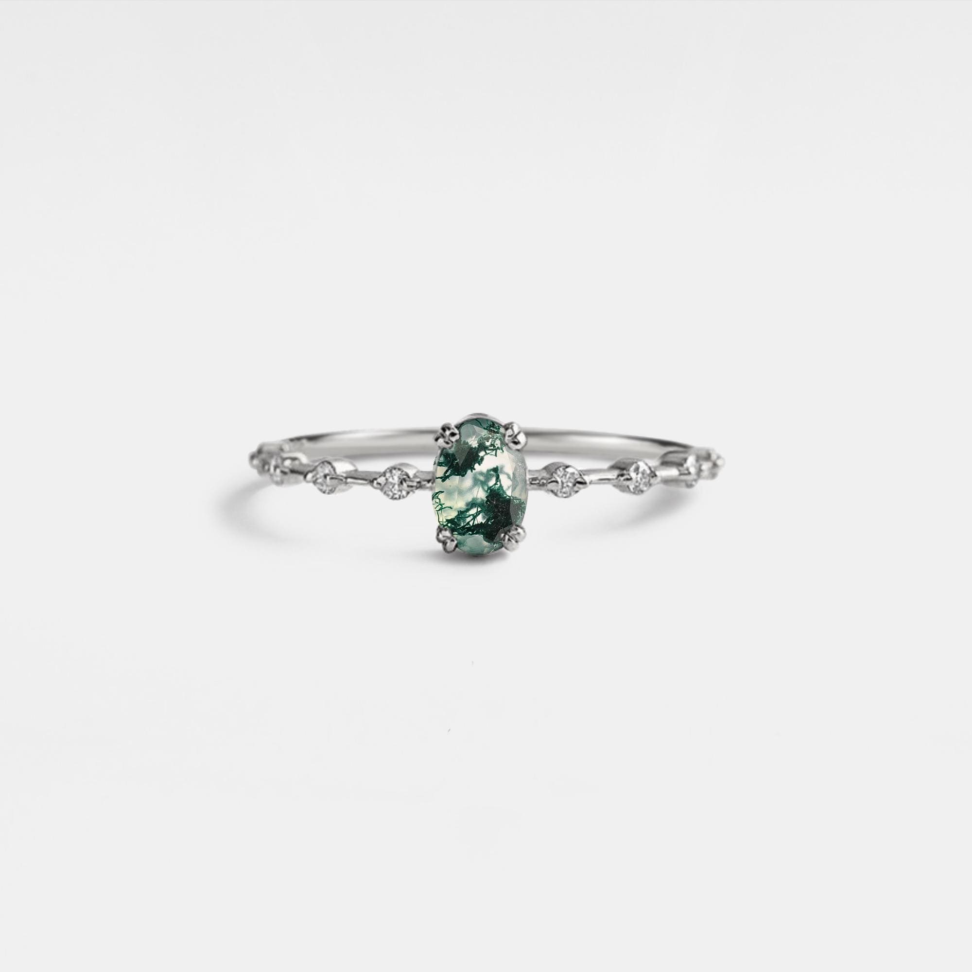 Perimade & Co. LLC - Wholesale Multi-Stone Ring - Oval Cut Moss Agate Stacking Ring in 925 Sterling Silver1