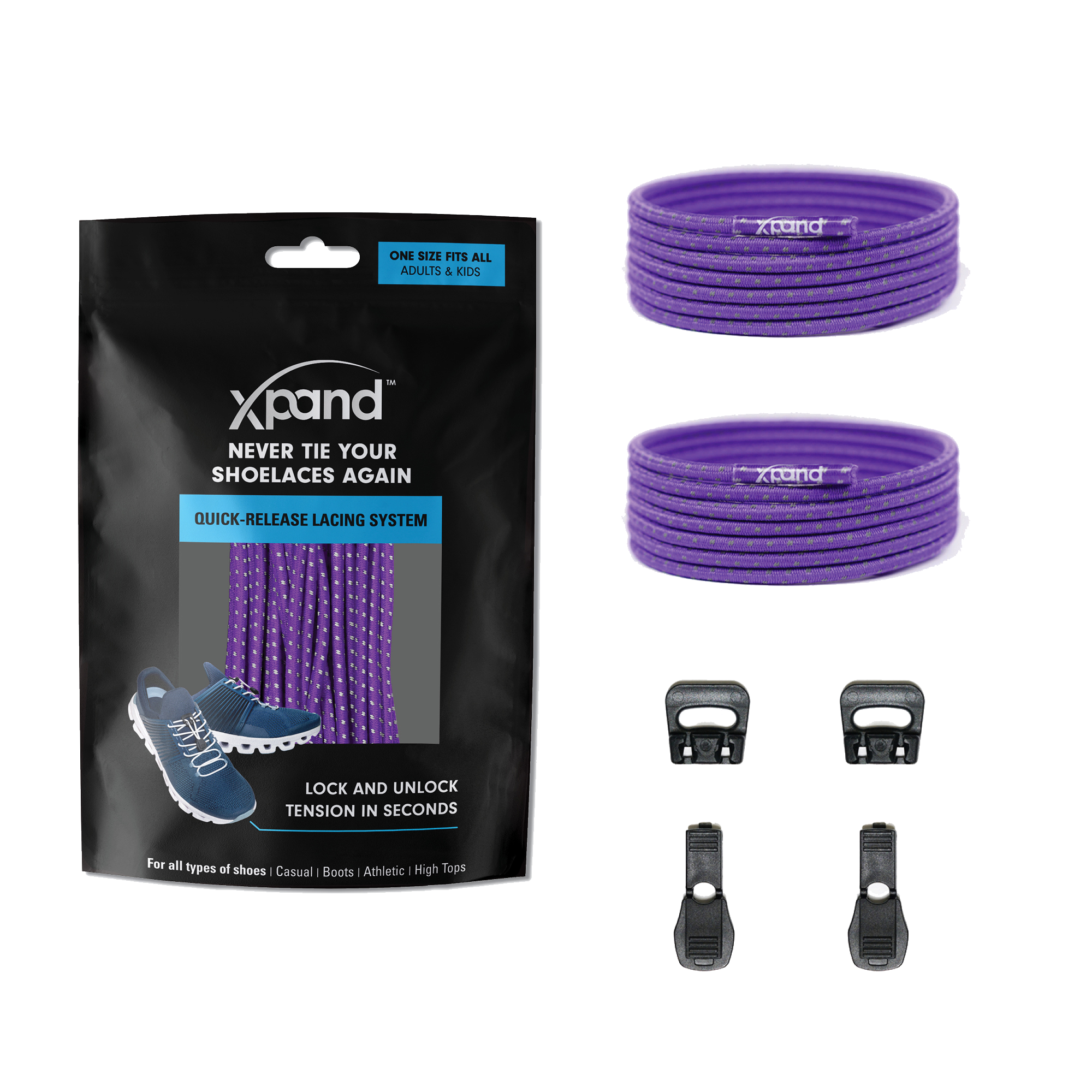Xpand Laces - Wholesale Shoelaces - Unisex - No-Tie Elastic Round Laces | Hi-Vis Reflective | One Size11