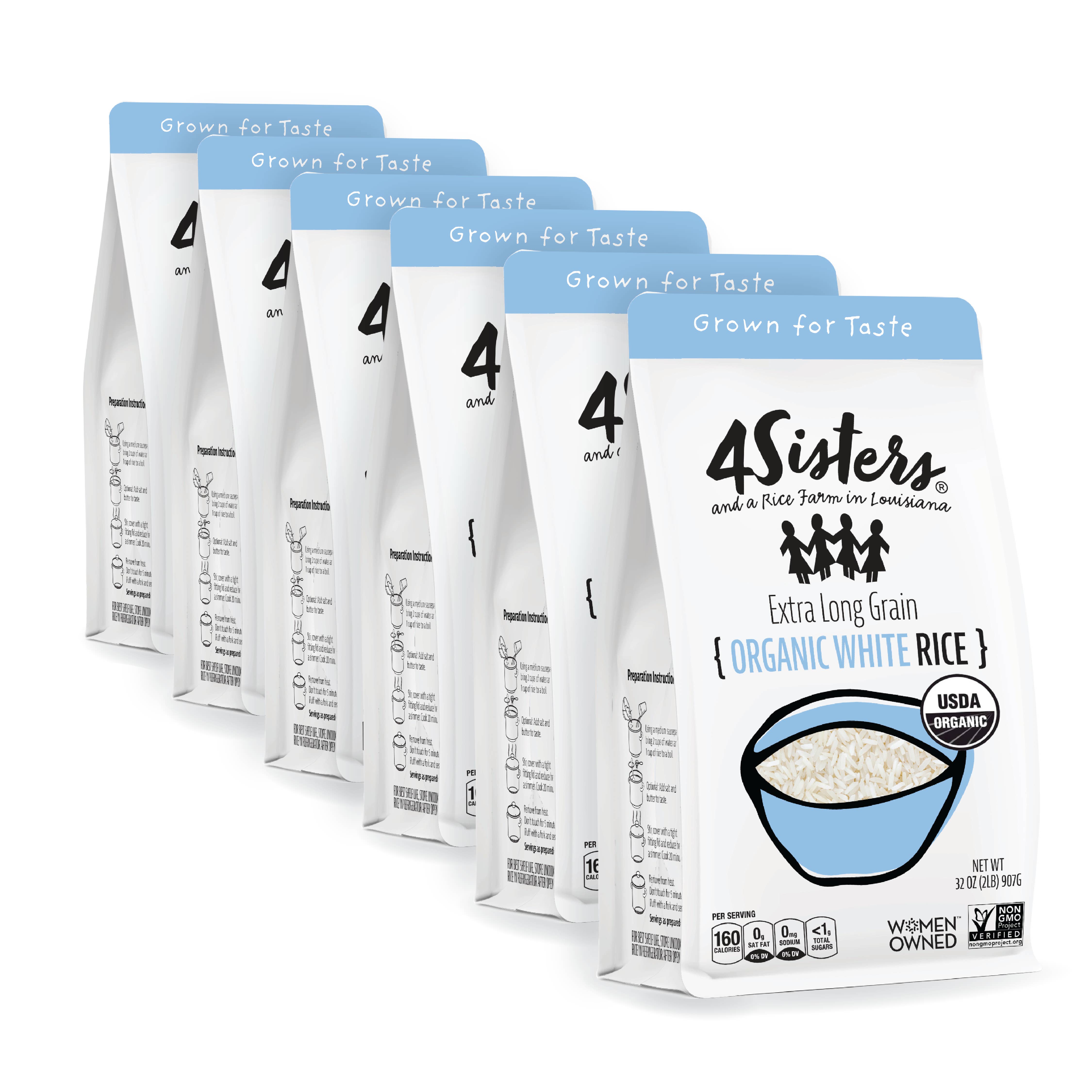 4Sisters - Wholesale Rice - 4Sisters Organic Long Grain White Rice - 2lb6