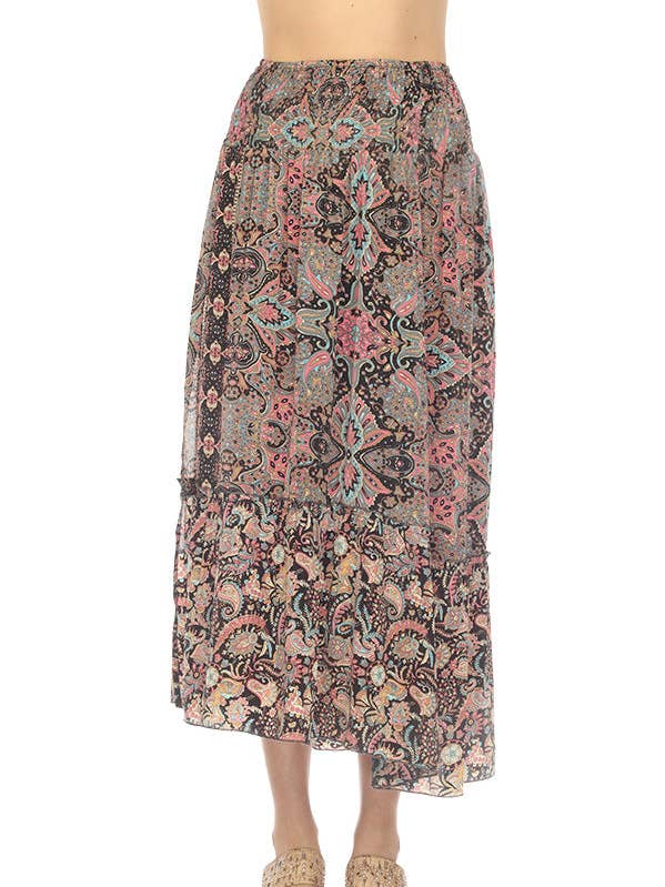 Maxirock mit Schlitz und Rüschen für den Großhandel von Lakhays Collection Inc.