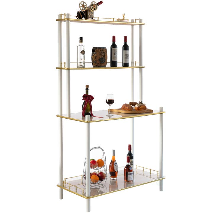 Quickway Imports - Wholesale Bar Cart - Bar Console with Open Shelves for Glasses and Bottles10