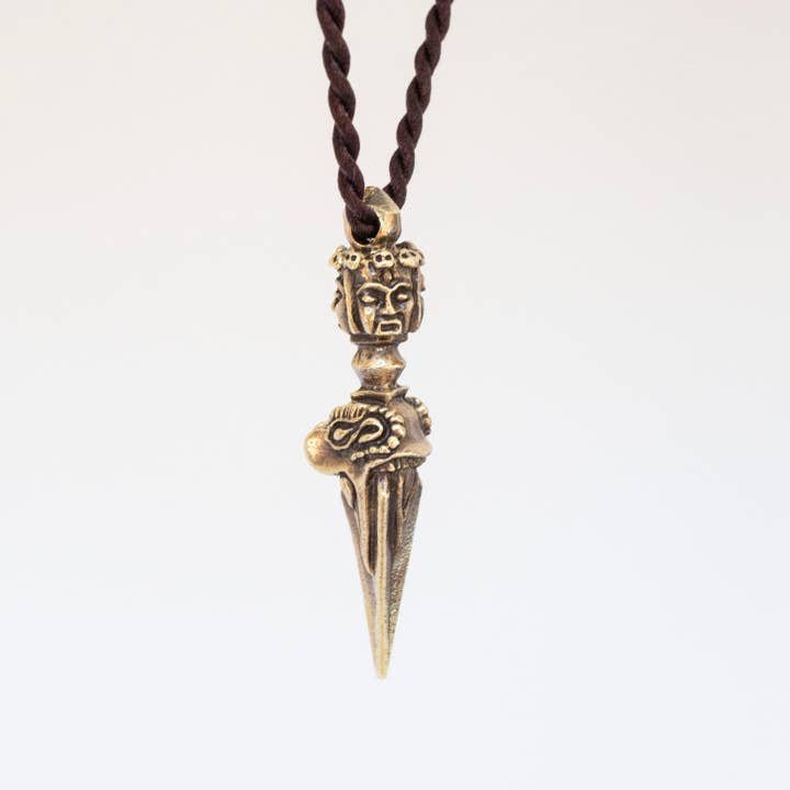Artschatz LLC - Wholesale Pendant/Charm Necklace - Kila Phurba Dagger with Three Buddha Heads Brass Pendant Necklace