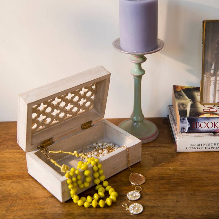 Mela Artisans - Wholesale Decorative Box - Trellis Handcarved Wooden Boxes10