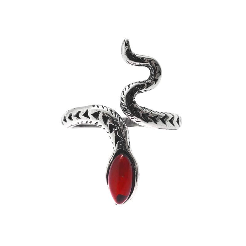 Amberman - Wholesale Cocktail/Statement Ring - Cherry Amber Sterling Silver Snake Adjustable Ring