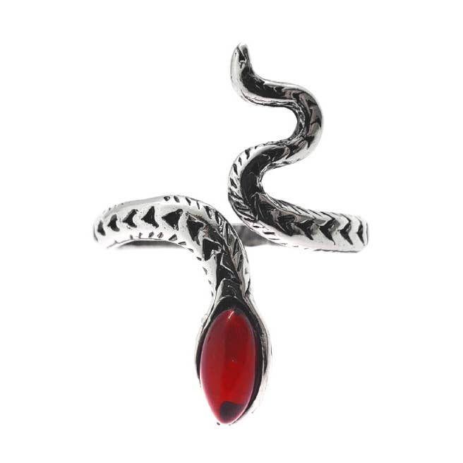 Cherry Amber Sterling Silver Snake Adjustable Ring for wholesale by Amberman