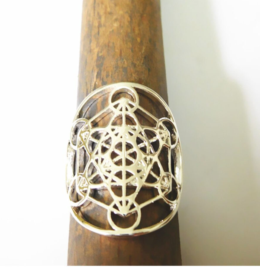 KARMA YOGA SHOP - Wholesale Cocktail/Statement Ring - 925 Silver Metatron Cube Ring12