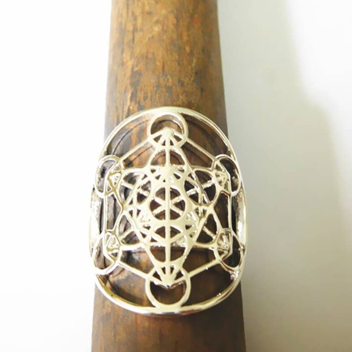 KARMA YOGA SHOP - Wholesale Cocktail/Statement Ring - 925 Silver Metatron Cube Ring12